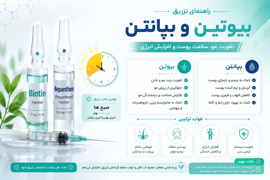 بهترین زمان و نحوه تزریق آمپول بیوتین بپانتین
